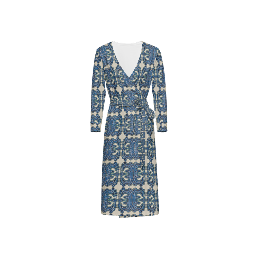 B.Maraffi Blue Tile Wrap Dress